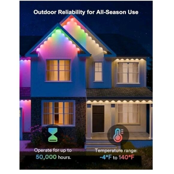 AngelHalo Permanent Outdoor Lights, 100ft Smart Outdoor Lights with 72 LEDs - Picture 5 of 8